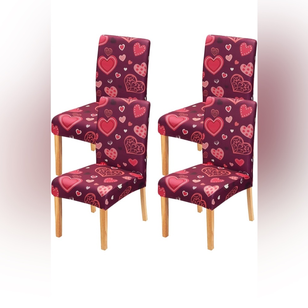 Stretch Dining Chair Covers - Burgundy & Pink